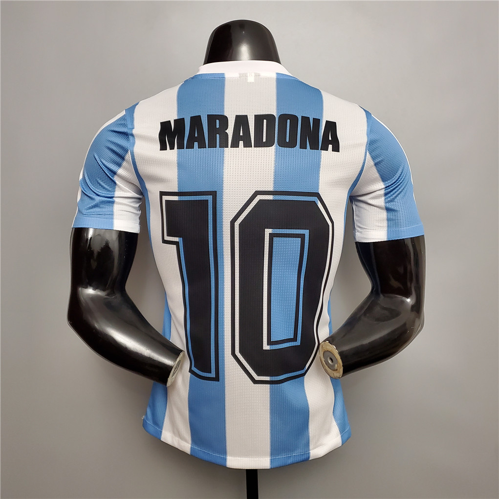 Maradona#10 Argentina Authentic Retro Jersey Home Football Jersey 1986
