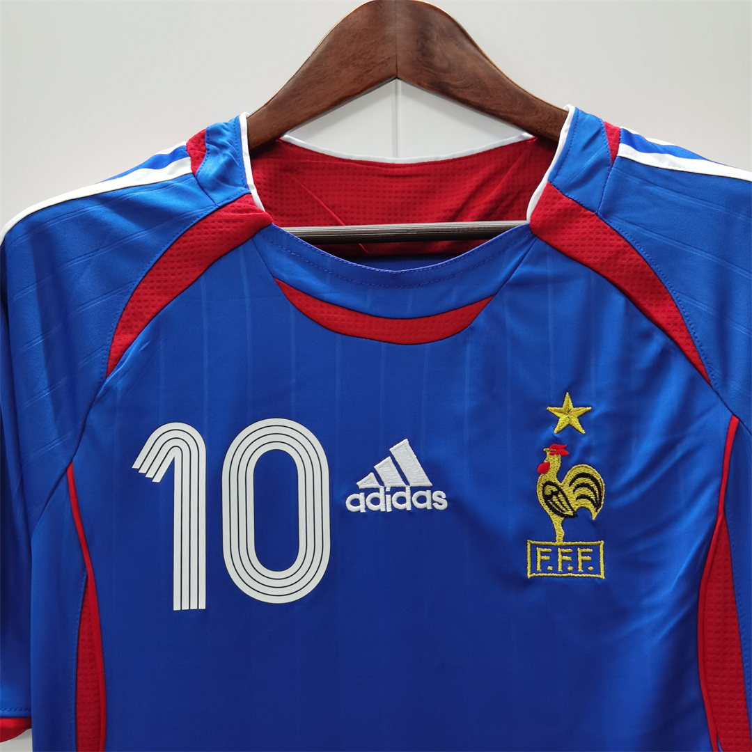 Zidane#10 France Retro Soccer Jersey Home Shirt World Cup 2006