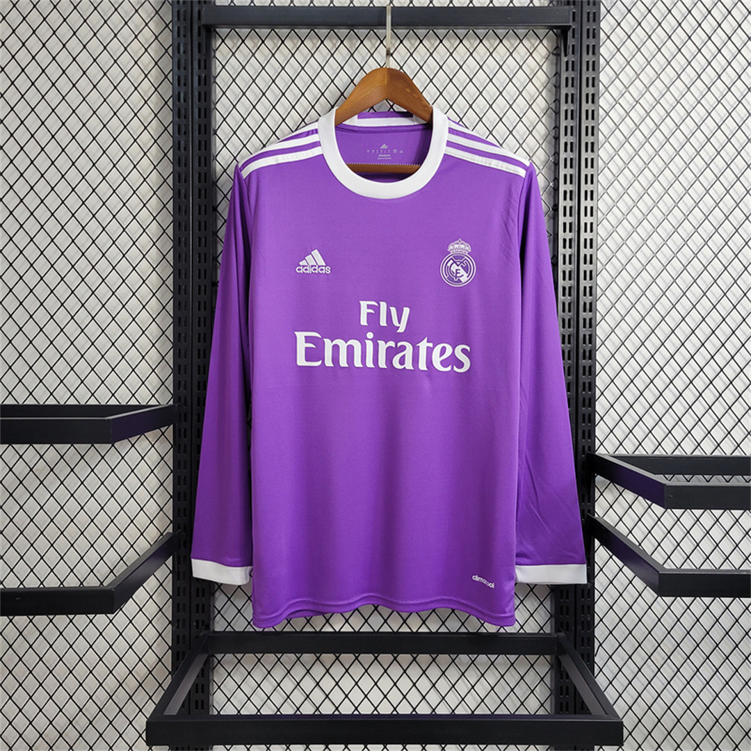 Real Madrid Retro Jersey Away Soccer Shirt Long Sleeve 2016/17