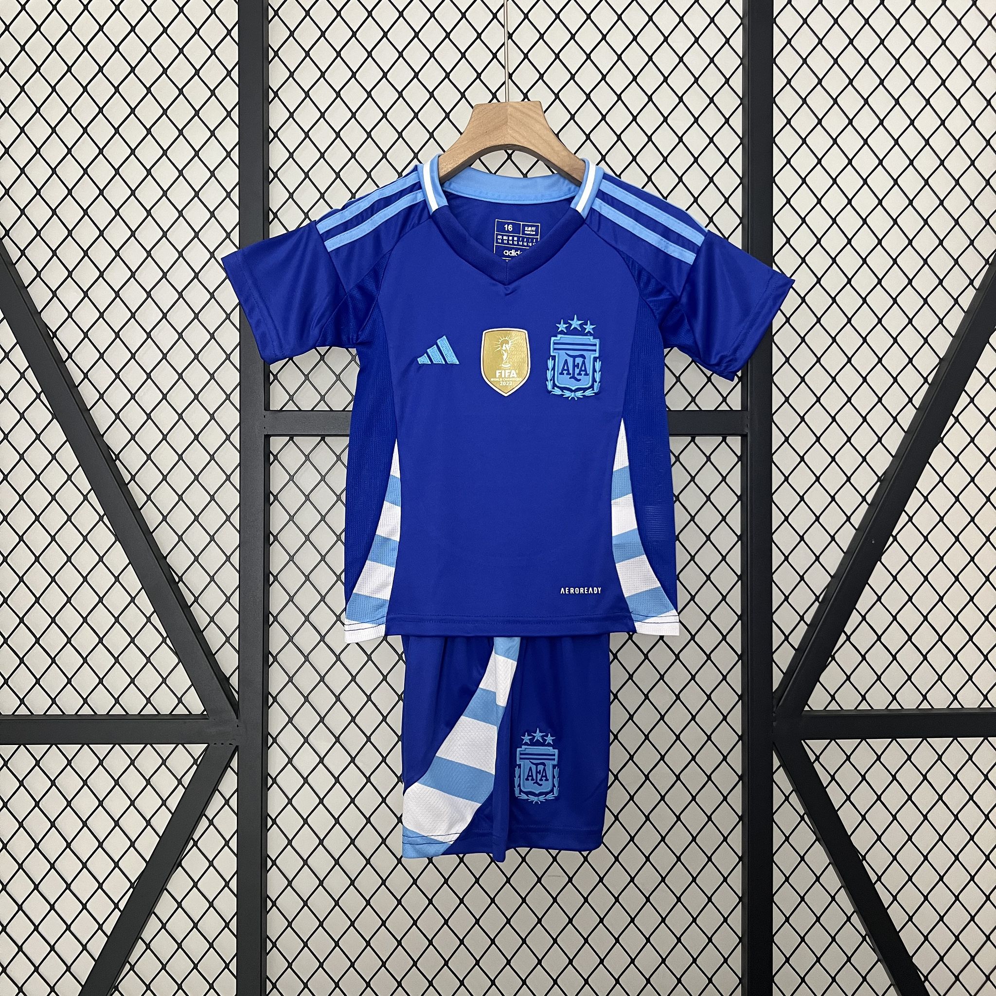 Argentina Away Soccer Uniform Kids Kit Jersey+Shorts 2024