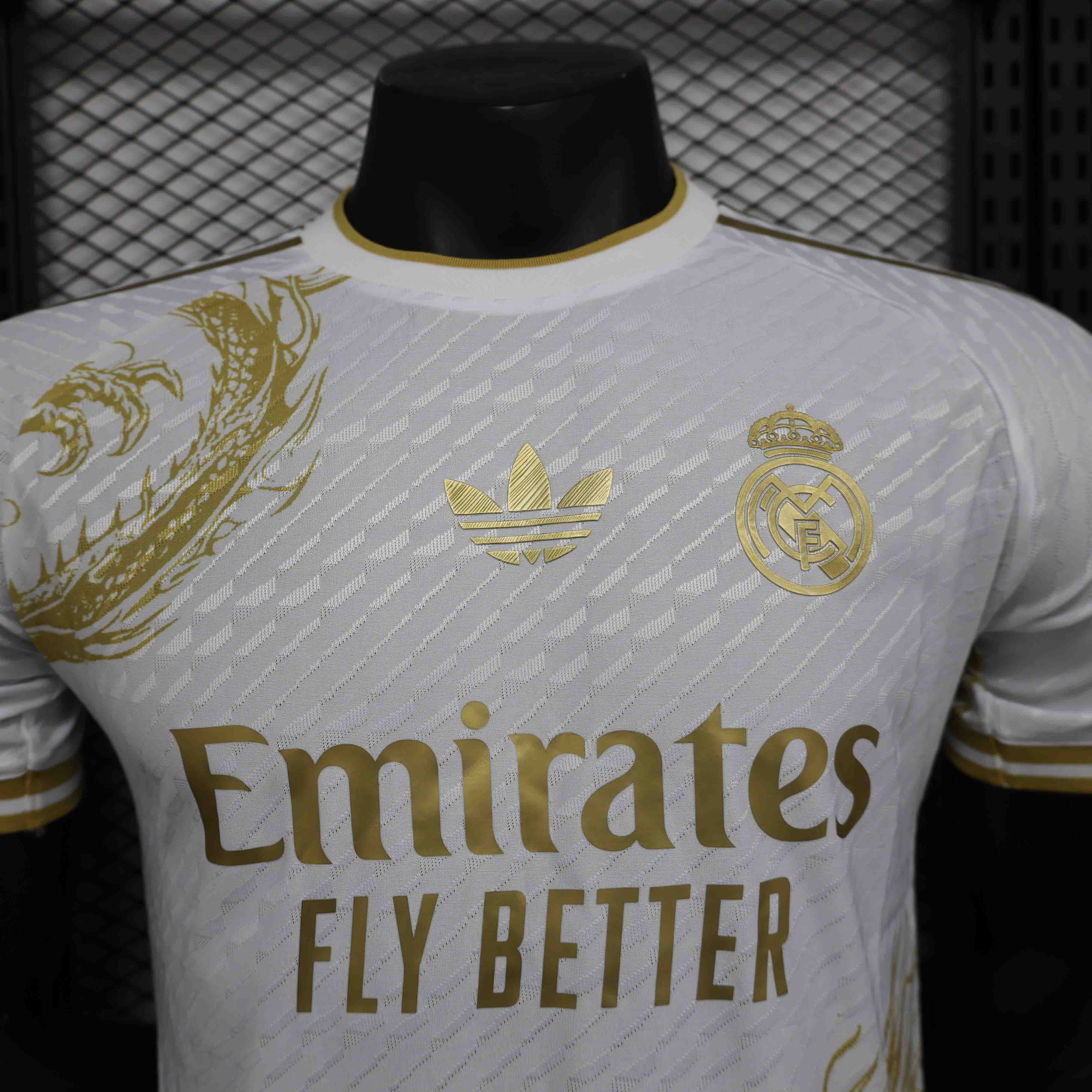 Real Madrid Authentic Soccer Jersey Golden Dragon White Special Edition Shirt 2024/25