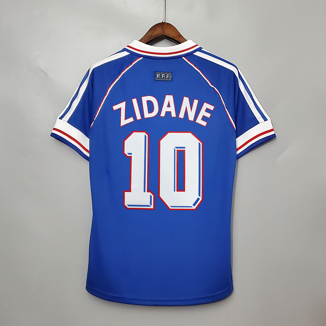 Zidane#10 France Retro Soccer Jersey Home Shirt World Cup 1998