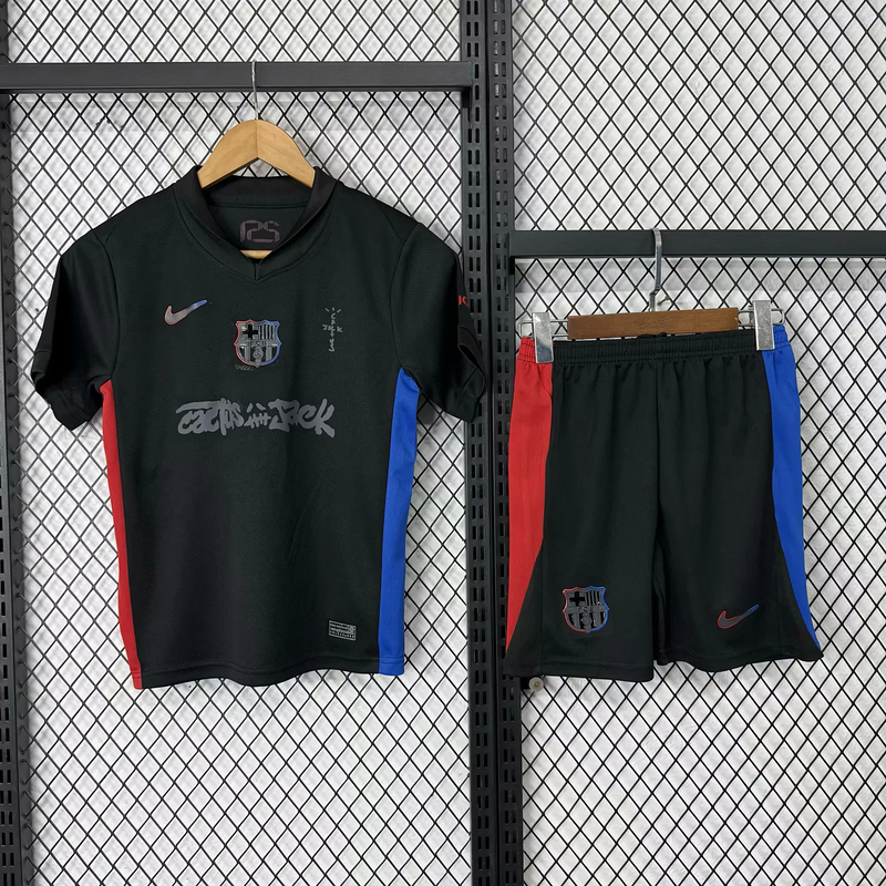 Barcelona Away x Travis Scott Soccer Kids Kit Jersey+Shorts 2024/25
