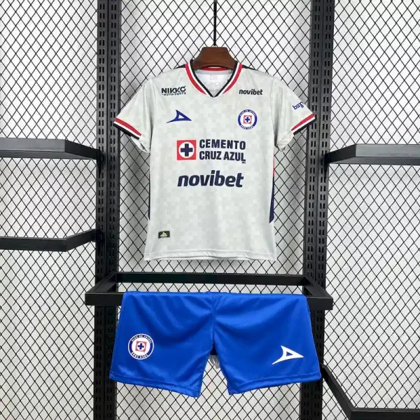 Cruz Azul Soccer Jersey Away Kids Kit Jersey+Shorts 2025/26 - With Sponsor