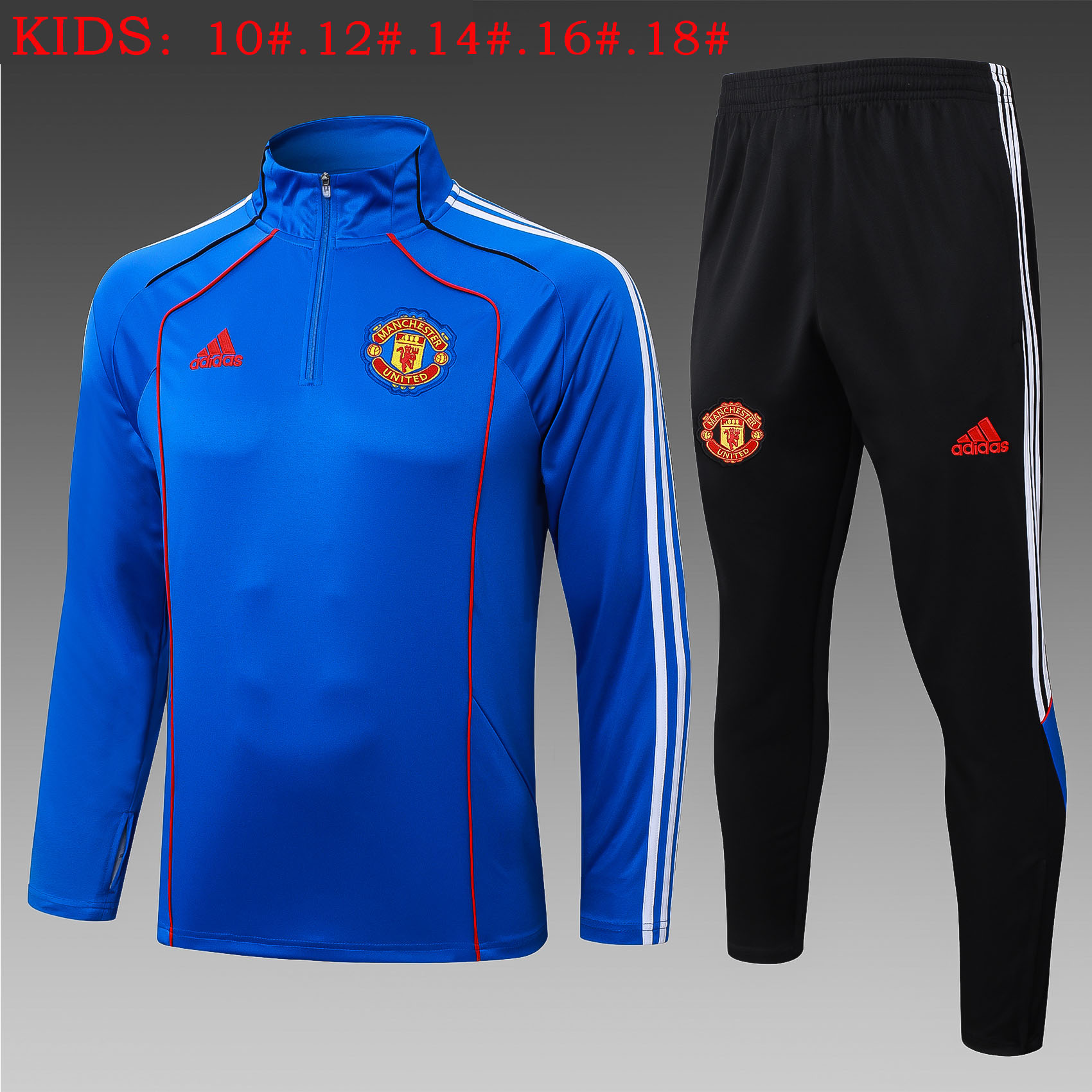 Kids Manchester United Training Kit (Sweatshirt+Pants) Blue 2025/26