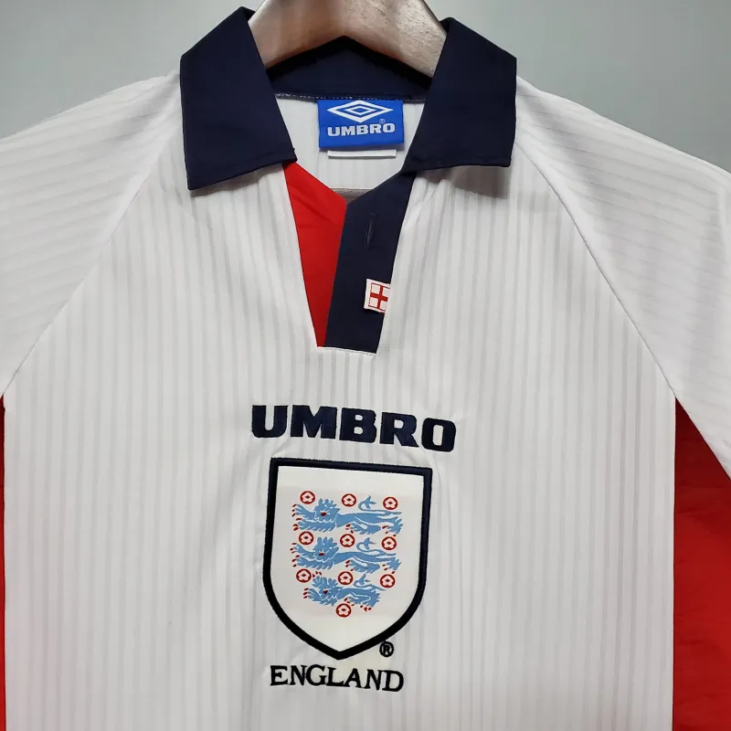England Retro Soccer Jersey Home Custom Long Sleeve Shirt World Cup 1998