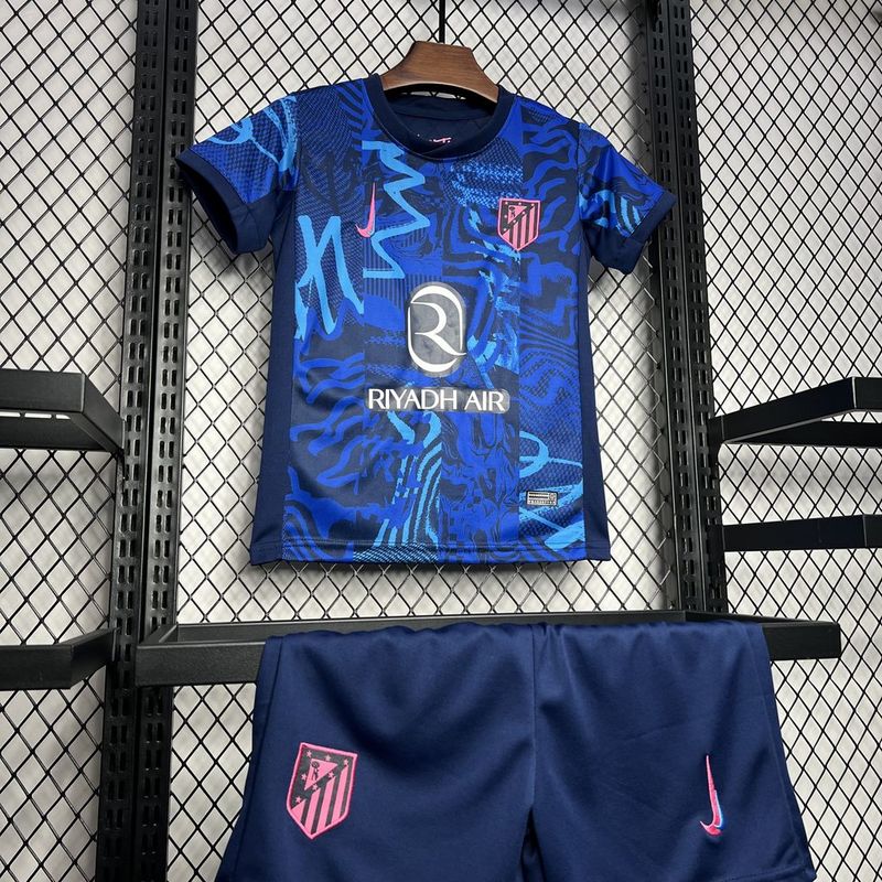 Atletico Madrid Soccer Jersey Third Away Kids Kit Jersey+Shorts 2024/25