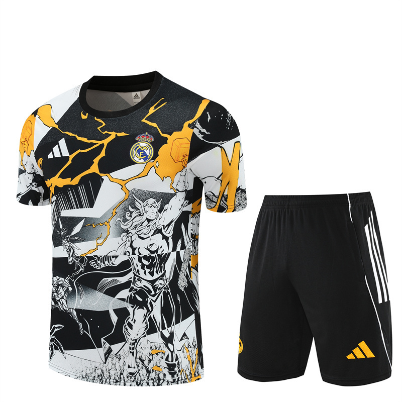 2025/2026 Short-Sleeve Real Madrid Yellow and White [Marvel Collaboration]