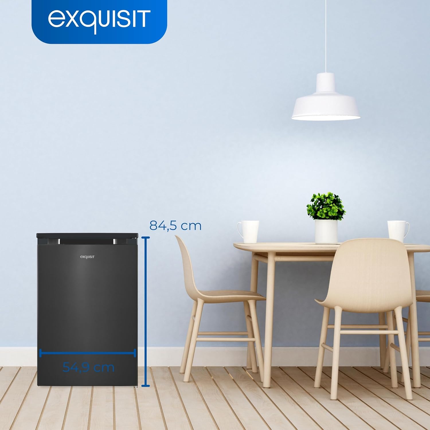 Exquisit Kühlschrank KS16-4-051C inoxlook-az | 107 L Volumen | Kühlschrank mit Gefrierfach freistehend | Gemüsefach